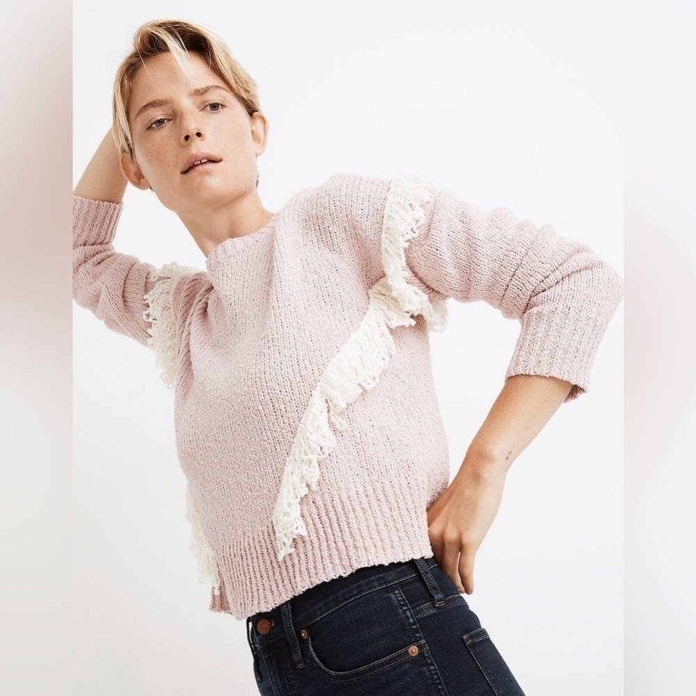 Madewell Montford Fringe Pullover Sweater, Size XS